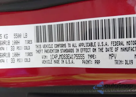 2014 Jeep Cherokee Limited from USA, damaged, VIN 1C4PJMDS3EW175555